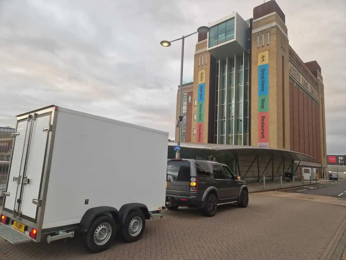 Baltic centre taking a delivery of a mobile fridge and freezer trailer