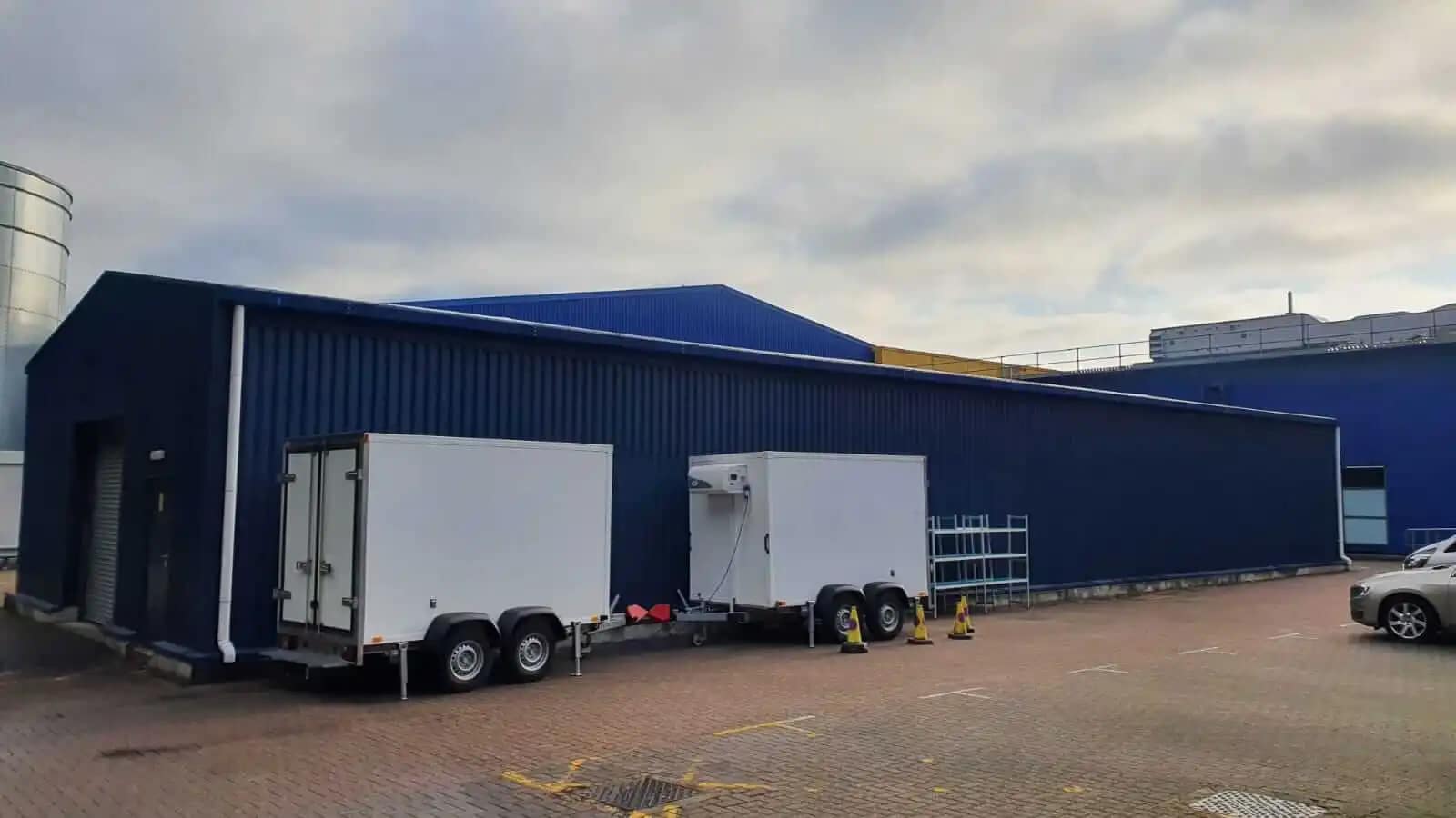 Two event fridge hire trailers parked getting up to temperature